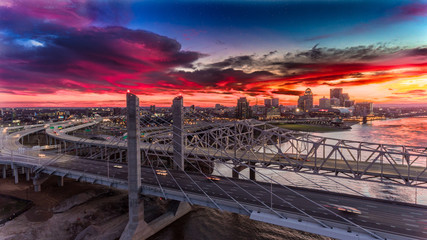 Sunset Over City