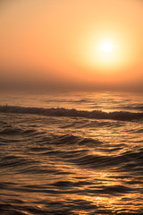 Beatiful red sunset over sea surface