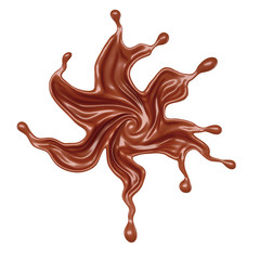 Chocolate flower splash. 3d illustration, 3d rendering.