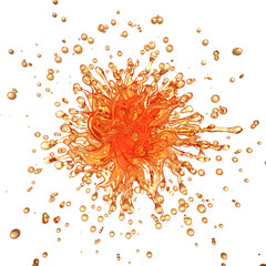 Blast orange juice. Splash. 3d illustration, 3d rendering.