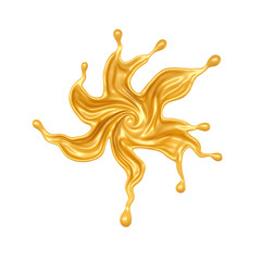 A splash of caramel flower. 3d illustration, 3d rendering.