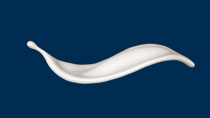 Isolated splash of milk. 3d illustration, 3d rendering.