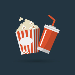 popcorn and drink - obrazy, fototapety, plakaty