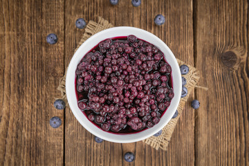 Preserved Blueberries, selective focus