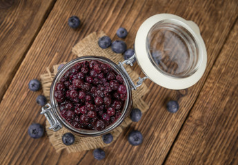 Fototapeta na wymiar Portion of Preserved Blueberries