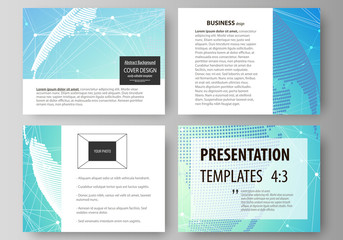 The minimalistic abstract vector illustration of the editable layout of the presentation slides design business templates. Chemistry pattern, molecule structure, geometric design background.