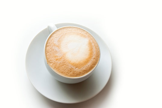 White cup of coffee on a white background