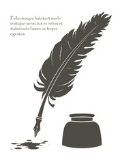 writing old feather with ink