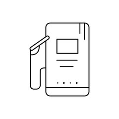 Modern thin line icon of Gas station. Premium quality outline symbol. Simple mono linear pictogram, drawing, art, sign. Stroke vector logo concept for web graphics.