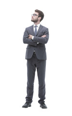Portrait in full growth of a serious confident businessman
