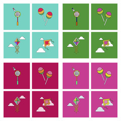 Set of children toys in different sets in flet on white board © gorovits