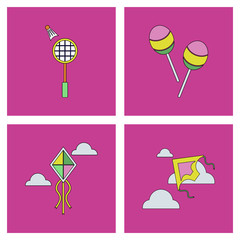 Set of children toys in different sets in flet on white board © gorovits