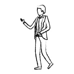 Fototapeta na wymiar businessman faceless in suit silhouette blurred monochrome