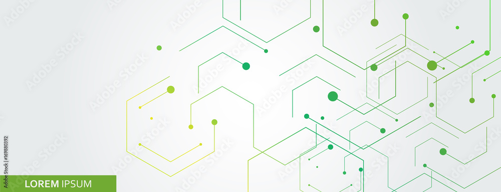 Poster Vector banner design, white background with hexagon pattern