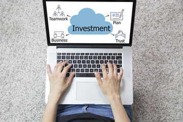 woman using laptop computer. MENTAL Investment concept. Professional Service Investment Retirement Financial Planning