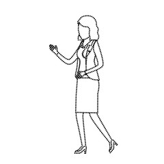 business woman faceless in jacket and skirt monochrome silhouette dotted