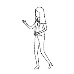 Fototapeta premium business woman faceless in jacket and pants monochrome silhouette dotted
