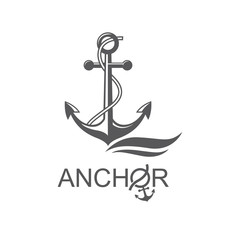 Naklejka premium monochrome icon of anchor with ribbon