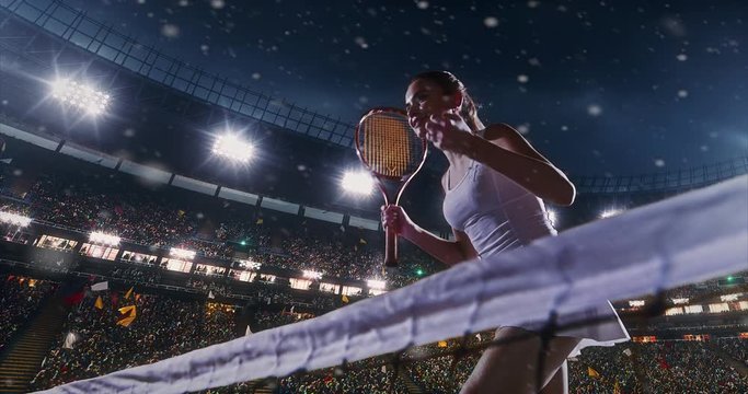 Tennis female player rejoces