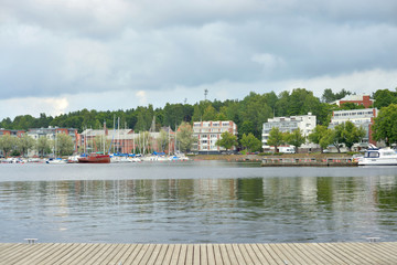 Naklejka premium View of Lake Saimaa and the city of Lappeenranta.
