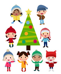 Kids and Christmas tree