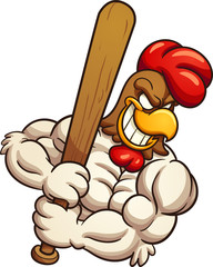 Baseball rooster mascot. Vector clip art illustration with simple gradients. All in a single layer.  © Memoangeles
