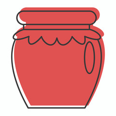 Pot of jam icon in doodle style vector illustration for design and web