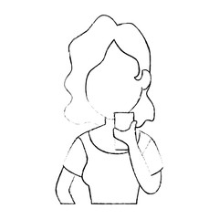 woman using smartphone character vector illustration design