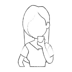woman using smartphone character vector illustration design