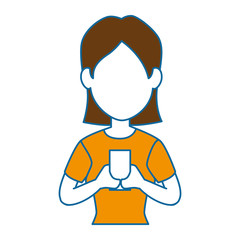 woman using smartphone character vector illustration design