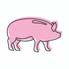 Pig icon in doodle style vector illustration for design and web isolated