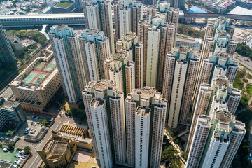 Fototapeta na wymiar Aerial view of Hong Kong cityscape