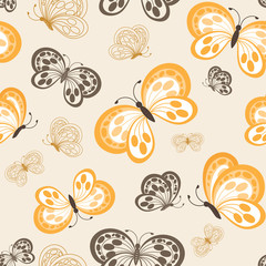Seamless cute butterflies pattern, vector illustration.
