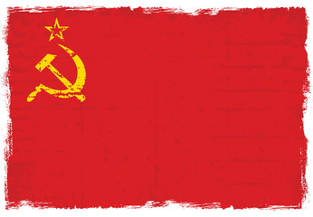 Grunge elements with flag of former USSR . 