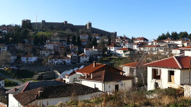 The town Ohrid and the Car Samoil's Fortress in Macedonia