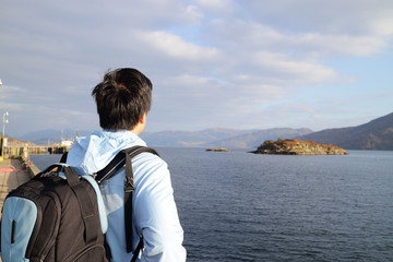 Fototapeta premium man look at scenery