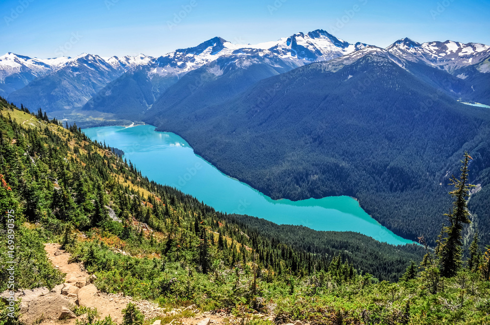 Wall mural view of the cheakamus lake from the whistler mountain - hight note trail, whistler, british columbia