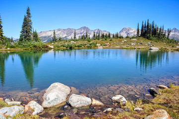 Fototapeta na wymiar Symphony Lake, Whistler mountain, Whistler, British Columbia, Canada - August 2017