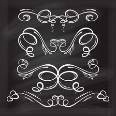 Vector calligraphic design elements on the chalkboard.
