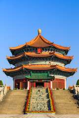 Fototapeta premium Chinese style round three stories hall
