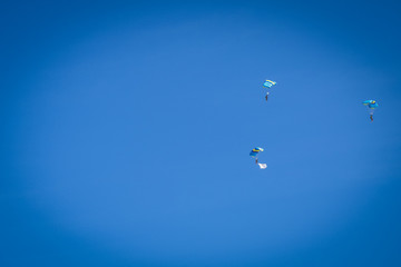 Malaysia army paratroopers display at air show festival.