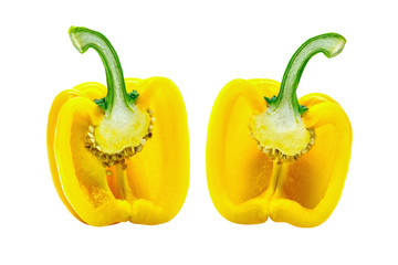 Yellow Sweet Bell Pepper (capsicum) isolated on white background