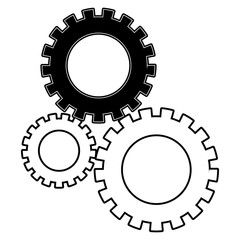 pinion set icon black silhouette and thick contour