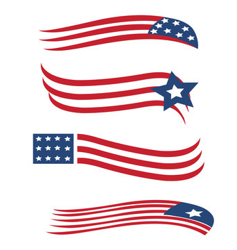America usa star and stripes flag set