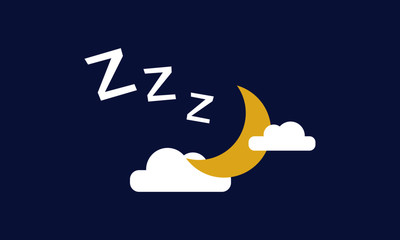 Fototapeta na wymiar Moon Clouds and Stars Z's Sleeping Art Vector Illustration in Flat Style Design