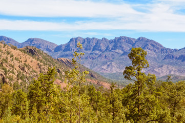 Naklejka premium View of Heysen Range from the Bunyeroo Gorge Road in Wilpena Pound - Flinders Ranges, SA, Australia