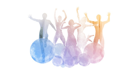 Group of Friends Jumping for Joy