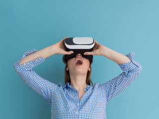 woman using VR headset glasses of virtual reality