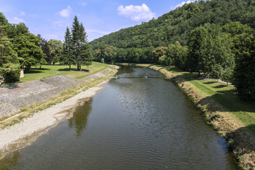 A view of a swirling river in the landscape.