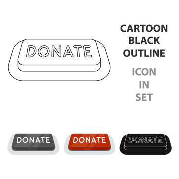 Donate button icon in cartoon style isolated on white background. Charity and donation symbol stock vector illustration.